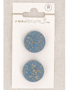 Carte de 2 boutons bleu 20 mm à queue - Grains de riz