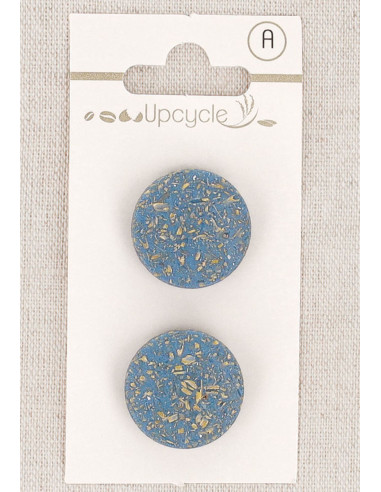 Carte de 2 boutons bleu 20 mm à queue - Grains de riz