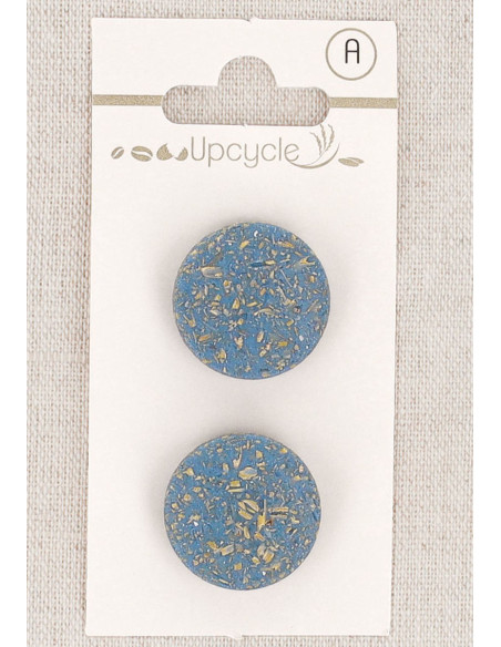 Carte de 2 boutons bleu 20 mm à queue - Grains de riz