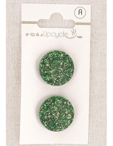 Carte de 2 boutons vert 20 mm à queue - Grains de riz