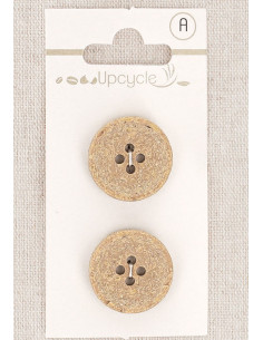 Carte de 2 boutons beige 20 mm 4 trous - Fantaisies