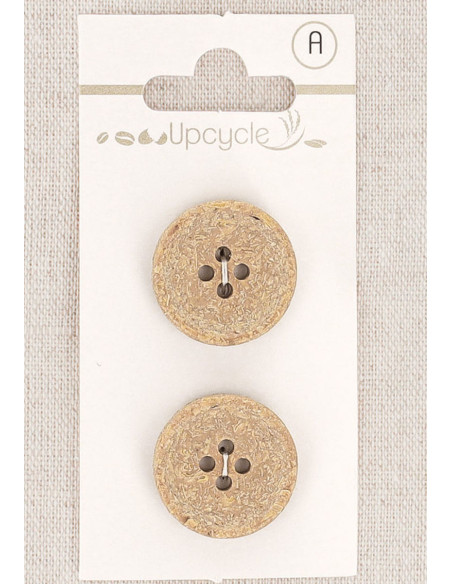 Carte de 2 boutons beige 20 mm 4 trous - Fantaisies