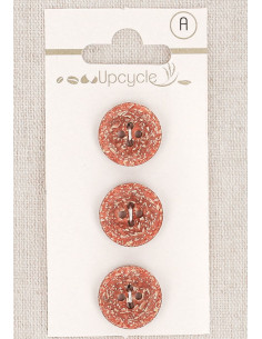 Carte de 3 boutons cuivre 15 mm 4 trous -Fantaisies