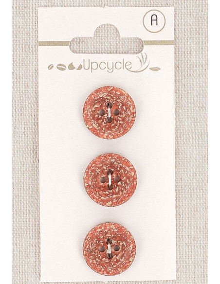 Carte de 3 boutons cuivre 15 mm 4 trous -Fantaisies