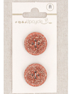 Carte de 2 boutons cuivre 20 mm 4 trous - Fantaisies