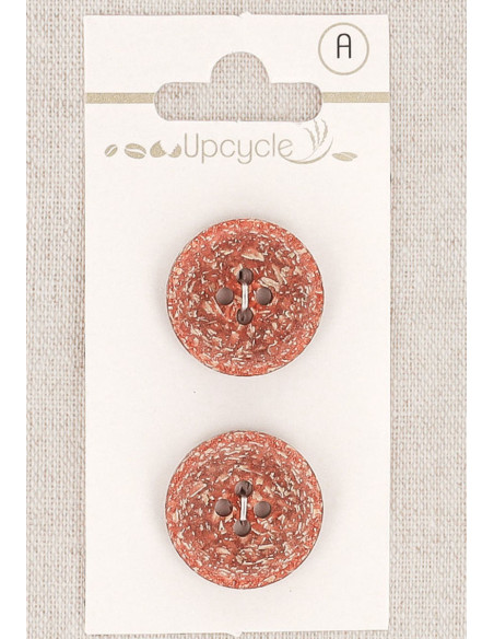 Carte de 2 boutons cuivre 20 mm 4 trous - Fantaisies