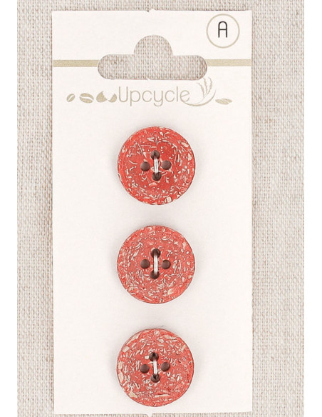 Carte de 3 boutons rouge 15 mm 4 trous -Fantaisies