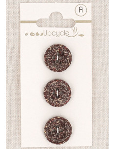 Carte de 3 boutons violet 15 mm 4 trous -Fantaisies