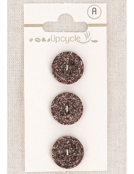 Carte de 3 boutons violet 15 mm 4 trous -Fantaisies