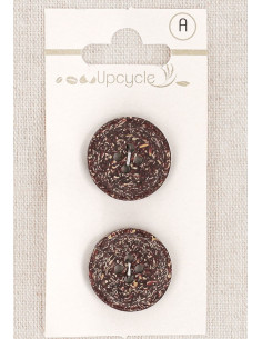 Carte de 2 boutons violet 20 mm 4 trous - Fantaisies