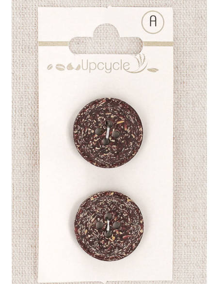 Carte de 2 boutons violet 20 mm 4 trous - Fantaisies