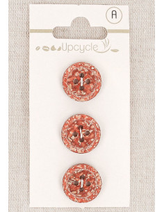 Carte de 3 boutons cuivre 15 mm 4 trous - Fantaisies bord roulotté