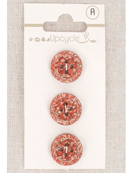 Carte de 3 boutons cuivre 15 mm 4 trous - Fantaisies bord roulotté