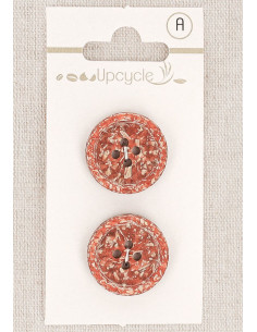 Carte de 2 boutons cuivre 20 mm 4 trous - Fantaisies bord roulotté