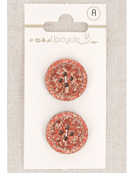 Carte de 2 boutons cuivre 20 mm 4 trous - Fantaisies bord roulotté