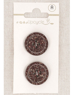 Carte de 2 boutons violet 20 mm 4 trous - Fantaisies bord roulotté