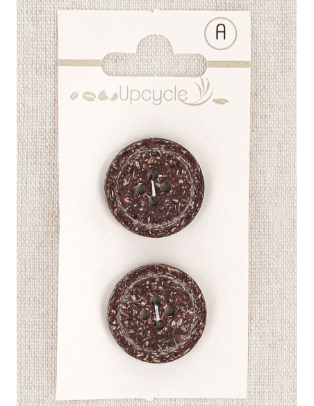 Carte de 2 boutons violet 20 mm 4 trous - Fantaisies bord roulotté