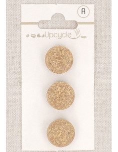 Carte de 3 boutons beige 15 mm à queue - Fantaisies