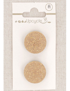 Carte de 2 boutons beige 20 mm à queue - Fantaisies