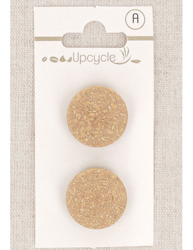 Carte de 2 boutons beige 20 mm à queue - Fantaisies