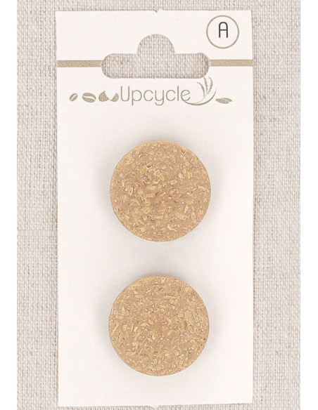 Carte de 2 boutons beige 20 mm à queue - Fantaisies