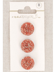 Carte de 3 boutons cuivre 15 mm à queue - Fantaisies