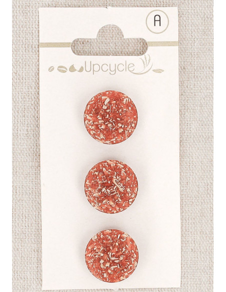 Carte de 3 boutons cuivre 15 mm à queue - Fantaisies