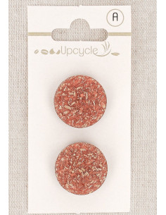 Carte de 2 boutons cuivre 20 mm à queue - Fantaisies