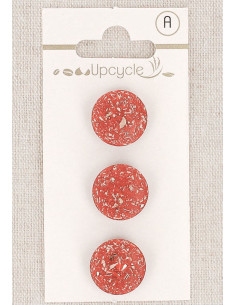 Carte de 3 boutons rouge 15 mm à queue - Fantaisies