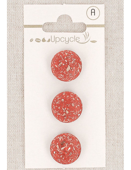 Carte de 3 boutons rouge 15 mm à queue - Fantaisies