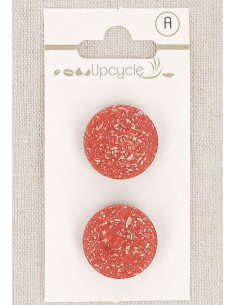 Carte de 2 boutons rouge 20 mm à queue - Fantaisies