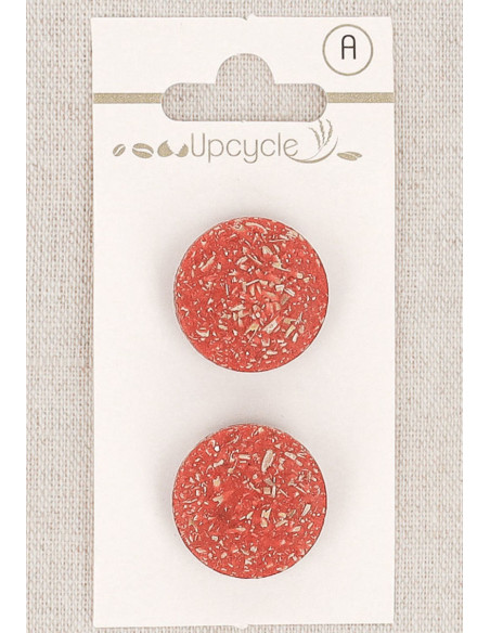 Carte de 2 boutons rouge 20 mm à queue - Fantaisies