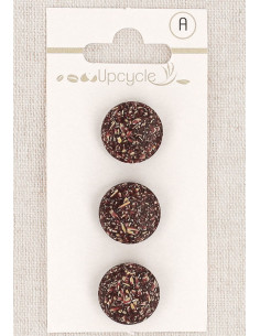 Carte de 3 boutons violet 15 mm à queue - Fantaisies
