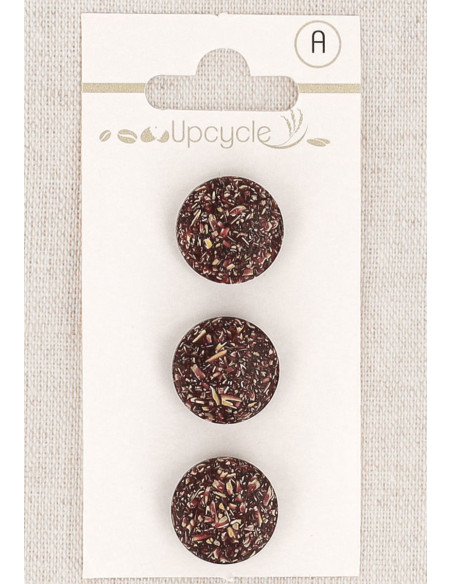 Carte de 3 boutons violet 15 mm à queue - Fantaisies