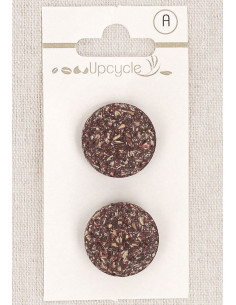 Carte de 2 boutons violet 20 mm à queue - Fantaisies