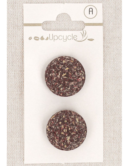 Carte de 2 boutons violet 20 mm à queue - Fantaisies