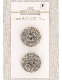 Carte de 2 boutons gris 20 mm 4 trous - Fantaisies