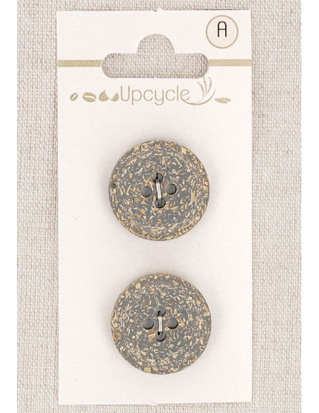 Carte de 2 boutons gris 20 mm 4 trous - Fantaisies