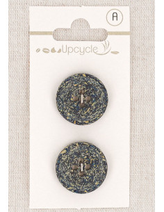 Carte de 2 boutons bleu pétrole 20 mm 4 trous - Fantaisies