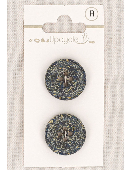 Carte de 2 boutons bleu pétrole 20 mm 4 trous - Fantaisies