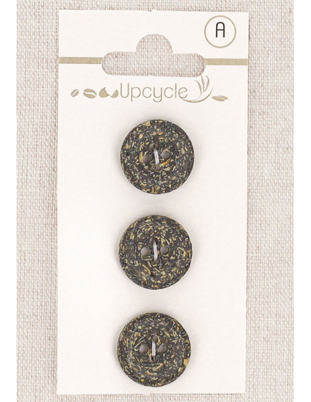 Carte de 3 boutons ébène 15 mm 4 trous - Fantaisies