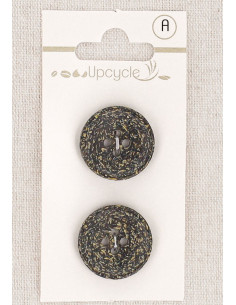 Carte de 2 boutons ébène 20 mm 4 trous - Fantaisies