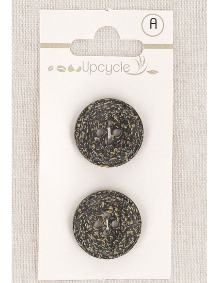 Carte de 2 boutons ébène 20 mm 4 trous - Fantaisies