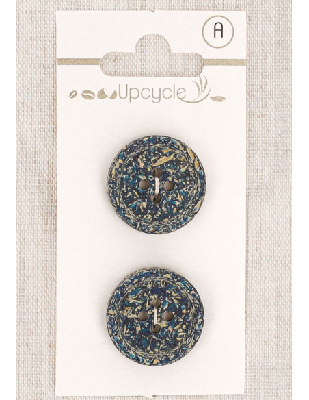 Carte de 2 boutons vert pétrole 20 mm 4 trous - Fantaisies bord roulotté