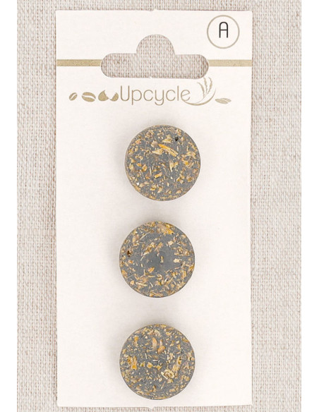 Carte de 3 boutons gris 15 mm à queue - Fantaisies