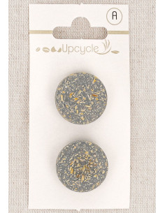 Carte de 2 boutons gris 20 mm à queue - Fantaisies