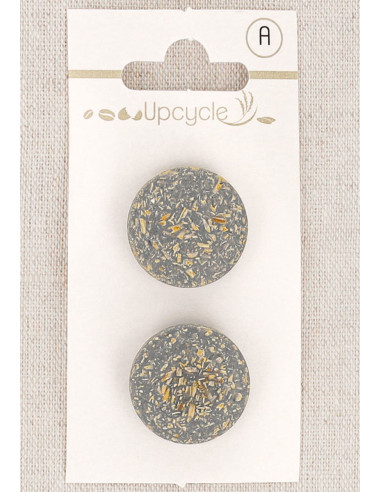 Carte de 2 boutons gris 20 mm à queue - Fantaisies