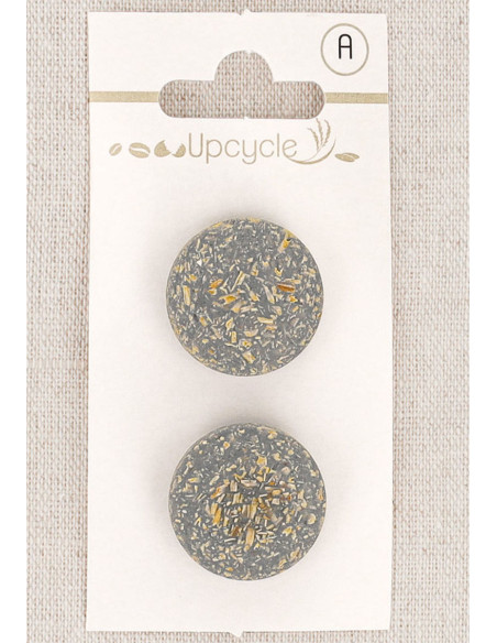 Carte de 2 boutons gris 20 mm à queue - Fantaisies