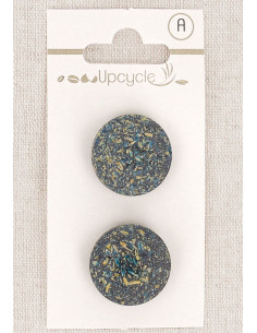 Carte de 2 boutons vert pétrole 20 mm à queue - Fantaisies
