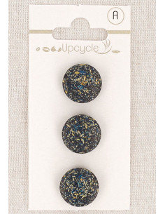 Carte de 3 boutons bleu pétrole 15 mm à queue - Fantaisies